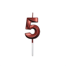 CANDELINA NUMERO 5 PRESTIGE ROSSO METAL 9CM