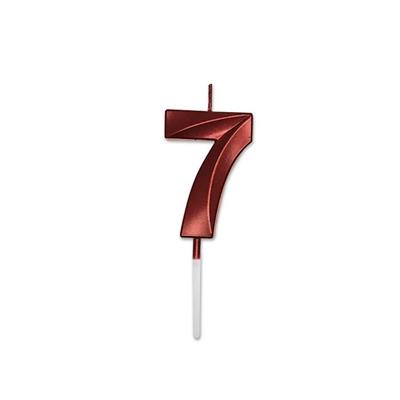CANDELINA NUMERO 7 PRESTIGE ROSSO METAL 9CM