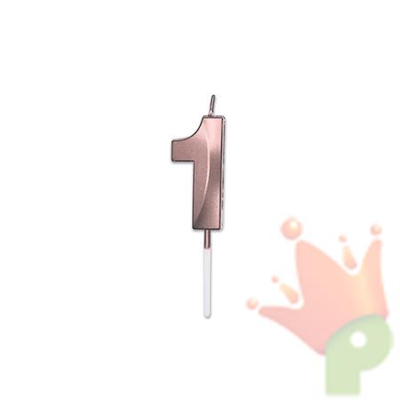 CANDELINA NUMERO 1 PRESTIGE ROSE GOLD METAL 9CM