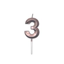 CANDELINA NUMERO 3 PRESTIGE ROSE GOLD METAL 9CM