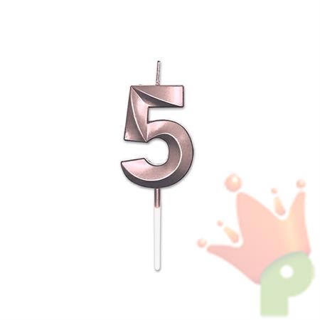 CANDELINA NUMERO 5 PRESTIGE ROSE GOLD METAL 9CM