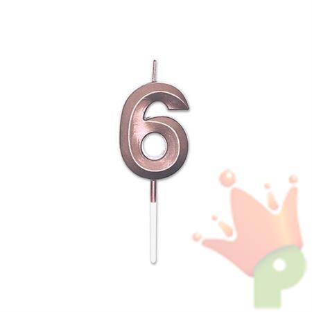 CANDELINA NUMERO 6 PRESTIGE ROSE GOLD METAL 9CM