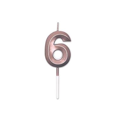 CANDELINA NUMERO 6 PRESTIGE ROSE GOLD METAL 9CM