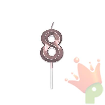 CANDELINA NUMERO 8 PRESTIGE ROSE GOLD METAL 9CM