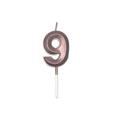 CANDELINA NUMERO 9 PRESTIGE ROSE GOLD METAL 9CM