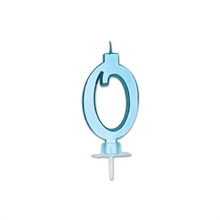 CANDELINA NUMERO 0 CELESTE METAL 7CM