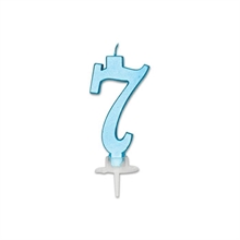 CANDELINA NUMERO 7 CELESTE METAL 7CM
