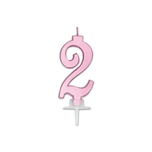 CANDELINA NUMERO 2 ROSA METAL 7CM