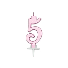 CANDELINA NUMERO 5 ROSA METAL 7CM