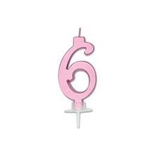 CANDELINA NUMERO 6 ROSA METAL 7CM