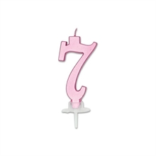 CANDELINA NUMERO 7 ROSA METAL 7CM