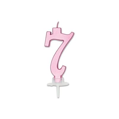 CANDELINA NUMERO 7 ROSA METAL 7CM