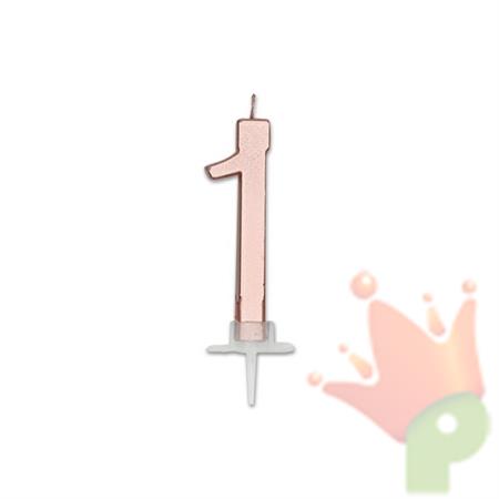 CANDELINA NUMERO 1 ROSA GOLD METAL 7CM