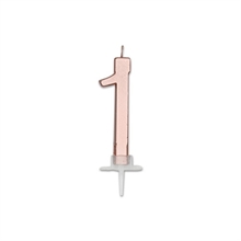CANDELINA NUMERO 1 ROSA GOLD METAL 7CM