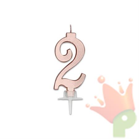CANDELINA NUMERO 2 ROSE GOLD METAL 7CM
