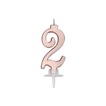 CANDELINA NUMERO 2 ROSE GOLD METAL 7CM