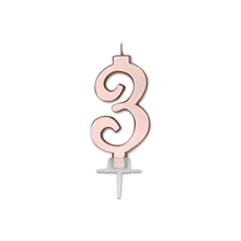 CANDELINA NUMERO 3 ROSE GOLD METAL 7CM