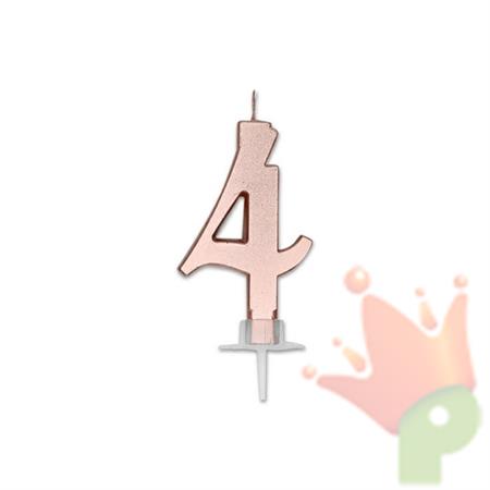 CANDELINA NUMERO 4 ROSE GOLD METAL 7CM