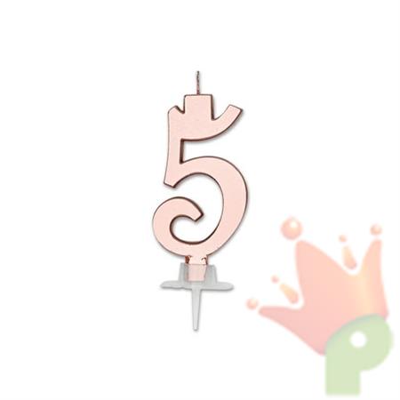CANDELINA NUMERO 5 ROSE GOLD METAL 7CM