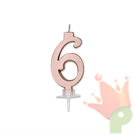 CANDELINA NUMERO 6 ROSE GOLD METAL 7CM
