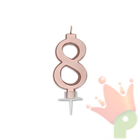 CANDELINA NUMERO 8 ROSE GOLD METAL 7CM