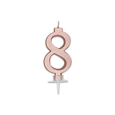CANDELINA NUMERO 8 ROSE GOLD METAL 7CM