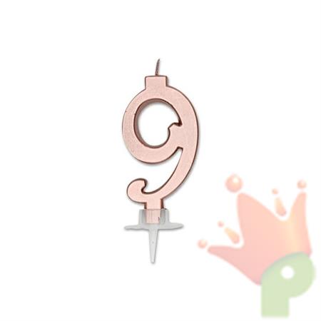CANDELINA NUMERO 9 ROSE GOLD METAL 7CM