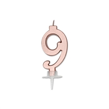 CANDELINA NUMERO 9 ROSE GOLD METAL 7CM