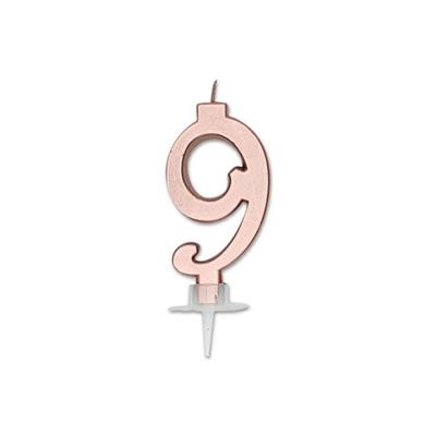 CANDELINA NUMERO 9 ROSE GOLD METAL 7CM