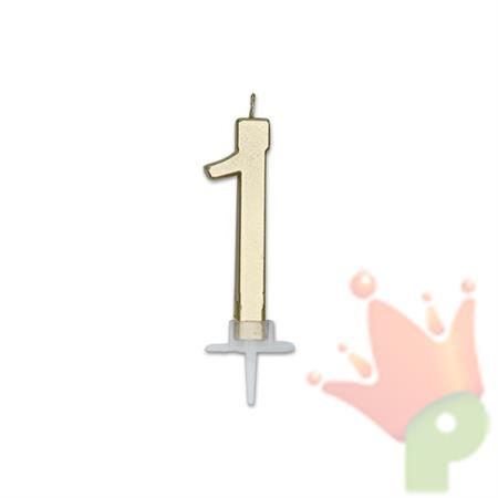 CANDELINA NUMERO 1 ORO METAL 7CM