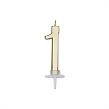CANDELINA NUMERO 1 ORO METAL 7CM