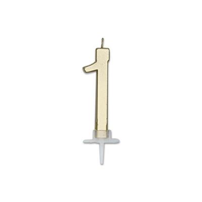 CANDELINA NUMERO 1 ORO METAL 7CM