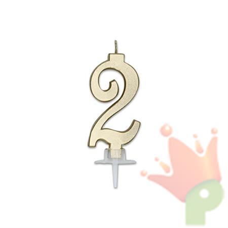 CANDELINA NUMERO 2 ORO METAL 7CM