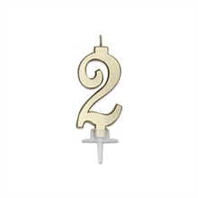 CANDELINA NUMERO 2 ORO METAL 7CM