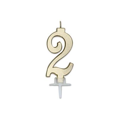 CANDELINA NUMERO 2 ORO METAL 7CM
