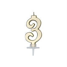 CANDELINA NUMERO 3 ORO METAL 7CM