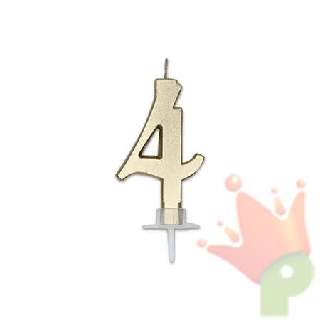 CANDELINA NUMERO 4 ORO METAL 7CM