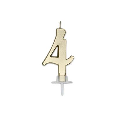 CANDELINA NUMERO 4 ORO METAL 7CM
