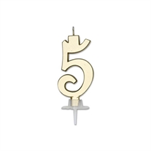CANDELINA NUMERO 5 ORO METAL 7CM