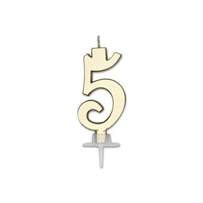 CANDELINA NUMERO 5 ORO METAL 7CM