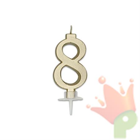 CANDELINA NUMERO 8 ORO METAL 7CM