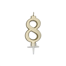 CANDELINA NUMERO 8 ORO METAL 7CM