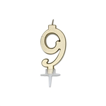 CANDELINA NUMERO 9 ORO METAL 7CM