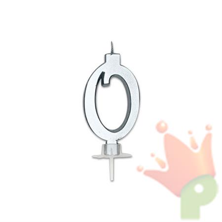 CANDELINA NUMERO 0 ARGENTO METAL 7CM
