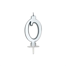 CANDELINA NUMERO 0 ARGENTO METAL 7CM