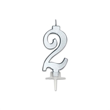 CANDELINA NUMERO 2 ARGENTO METAL 7CM