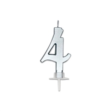 CANDELINA NUMERO 4 ARGENTO METAL 7CM