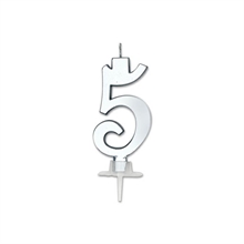 CANDELINA NUMERO 5 ARGENTO METAL 7CM