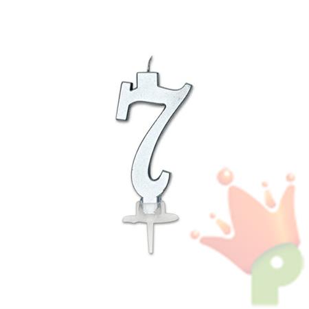 CANDELINA NUMERO 7 ARGENTO METAL 7CM