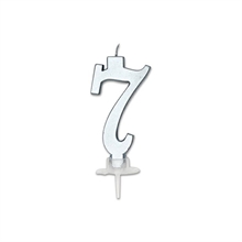CANDELINA NUMERO 7 ARGENTO METAL 7CM